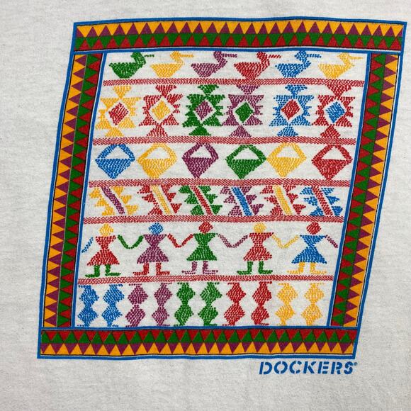 Dockers Vintage shirt man's‎ large single stitch Aztec egyptian tribe Graphic - Picture 4 of 10